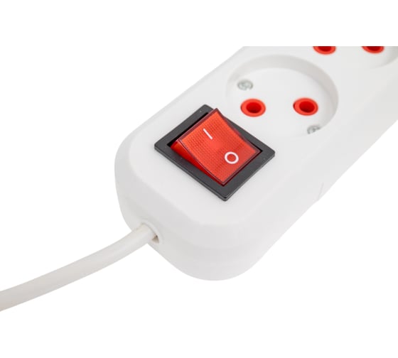 Удлинитель бытовой SLP electrics без заземления с выключателем, 3 гнезда, 3 метра, IP20, 10А, 2200 Вт, ПВС 2х1,0, от +1С до +35С 3202-00050