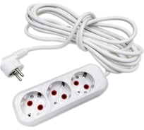 Удлинитель бытовой SLP electrics с заземлением, 3 гнезда, 5 метров, IP20, 10А, 2200 Вт, ПВС 3х1,0, от +1С до +35С 3203-00020