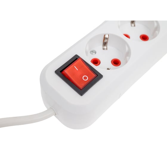 Удлинитель бытовой SLP electrics с заземлением с выключателем, 3 гнезда, 3 метра, IP20, 10А, 2200 Вт, ПВС 3х1,0, от +1С до +35С 3203-00050