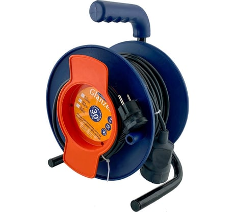 Силовой удлинитель на катушке Glanzen ПВС 2х1,5 арт. EC-30-010 00-00006538