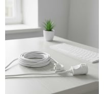 Удлинитель-шнур 10 метров ПВС 3x1.5 белый PROGIX PG129
