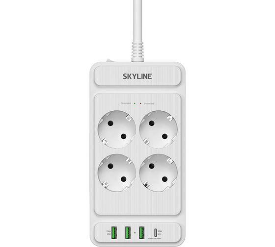 Сетевой фильтр SKYLINE с USB зарядкой USP-430 White PD3.0 S00003692