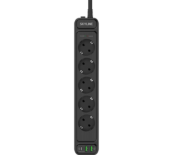 Сетевой фильтр SKYLINE с USB зарядкой USP-550 Black PD3.0 S00003687