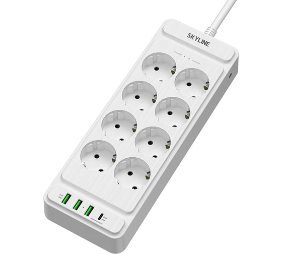 Сетевой фильтр SKYLINE с USB зарядкой USP-850 White PD3.0 S00003696 1