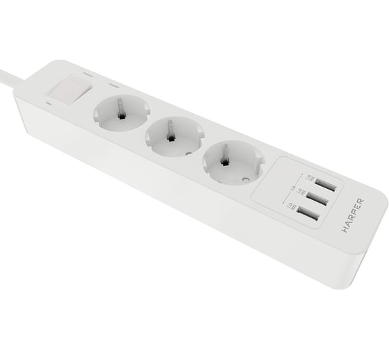 Удлинитель с USB зарядкой HARPER UCH-330 White H00002263