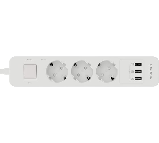 Удлинитель с USB зарядкой HARPER UCH-330 White H00002263