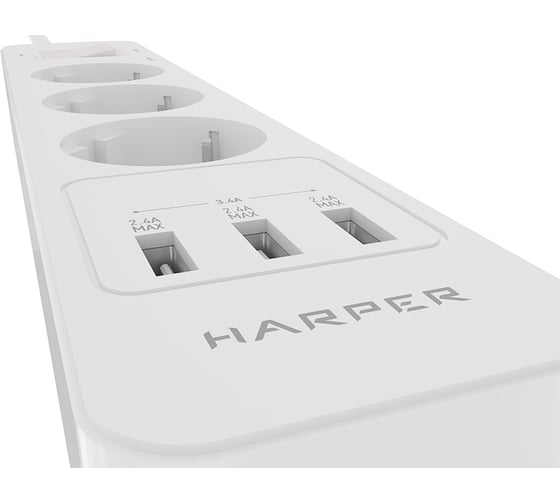 Удлинитель с USB зарядкой HARPER UCH-330 White H00002263