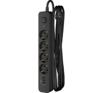 Удлинитель сетевой ФОТОН 16-24ES-USB/A3, 2 м, 4 розетки, 16А, с заземл., с выкл., 3 USB-A, 3,4A, черный 25725