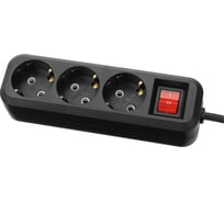 Удлинитель TDM ELECTRIC 3 гнезда, 1,5 метра, с/з, выкл., 10 А, 2300 Вт, черный, НАРОДНЫЙ SQ1303-1120