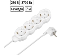 Удлинитель бытовой TDM ELECTRIC Люкс 4 гнезда, 7 м, с/з, с з/ш, ПВС 3x1,5 мм2, 16 А, 250 В, 3700 Вт TDM ELECTRIC SQ1303-4061