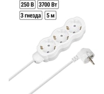 Удлинитель бытовой TDM ELECTRIC Люкс 3 гнезда, 5 м, с/з, с з/ш, ПВС 3x1,5 мм2, 16 А, 250 В, 3700 Вт TDM ELECTRIC SQ1303-4056