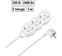 Удлинитель бытовой TDM ELECTRIC Люкс 3 гнезда, 5 м, с/з, с з/ш, ПВС 3х0,75 мм2, 10 А, 250 В, 2400 Вт TDM ELECTRIC SQ1303-4018