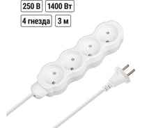 Удлинитель бытовой TDM ELECTRIC Люкс 4 гнезда, 3 м, б/з, с з/ш, ПВС 2х0,75 мм2, 6 А, 250 В, 1400 Вт TDM ELECTRIC SQ1303-4007