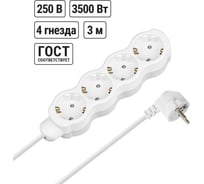 Удлинитель бытовой TDM ELECTRIC Люкс 4 гнезда, 3 м, с/з, с з/ш, ПВС 3х1 мм2, 16 А, 250 В, 3500 Вт TDM ELECTRIC SQ1303-4031