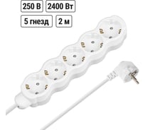 Удлинитель бытовой TDM ELECTRIC Люкс 5 гнезд, 2 м, с/з, с з/ш, ПВС 3х0,75 мм2, 10 А, 250 В, 2400 Вт TDM ELECTRIC SQ1303-4022