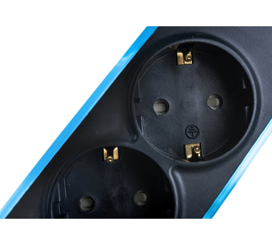 Electraline Удлинитель 5Р+2USB с выключателем 3x1-2М с заземлением силикон черно-синий 62157