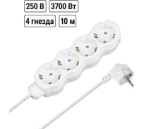 Удлинитель бытовой TDM ELECTRIC Люкс 4 гнезда, 10 м, с заземлением, с защитными шторками, ПВС 3х1,5 мм2, 16 А, 250 В, 3700 Вт SQ1303-4062