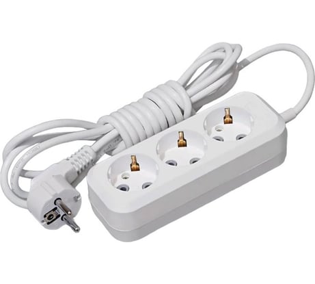 Электрический удлинитель Веллконт с заземленным контактом У10/16-564 (ПВС 3*0,75) 3 входа, 10метров, в индивидуальной упаковке 49006