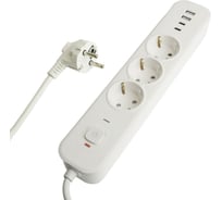 Сетевой фильтр STEKKER 3-местный с/з 3x1мм2, 5 м, 250В, 16А, 2 USB-A+2 Type-C 3, серия Nova, белый, 50101