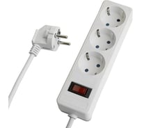 Сетевой фильтр STEKKER 3-местный с/з HM20-31-03 3x1мм2, 3 м, 250В, 16А, серия Optima, белый, 50087