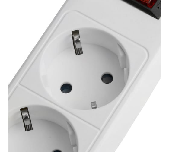 Сетевой фильтр STEKKER 3-местный с/з HM20-31-03 3x1мм2, 3 м, 250В, 16А, серия Optima, белый, 50087