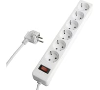 Сетевой фильтр STEKKER 6-местный с/з HM20-61-053x1мм2, 5 м, серия Optima, белый, 50097