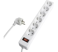 Сетевой фильтр STEKKER 6-местный с/з HM20-61-03 3x1мм2, 3 м, серия Optima, белый, 50096