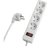 Сетевой фильтр STEKKER 4-местный с/з HM20-41-03 3x1мм2, 3 м, серия Optima, белый, 50090