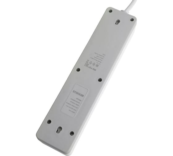 Сетевой фильтр STEKKER 4-местный с/з HM20-41-03 3x1мм2, 3 м, серия Optima, белый, 50090