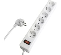 Сетевой фильтр STEKKER 6-местный с/з HM20-61-02 3x1мм2, 1,8 м, серия Optima, белый, 50095