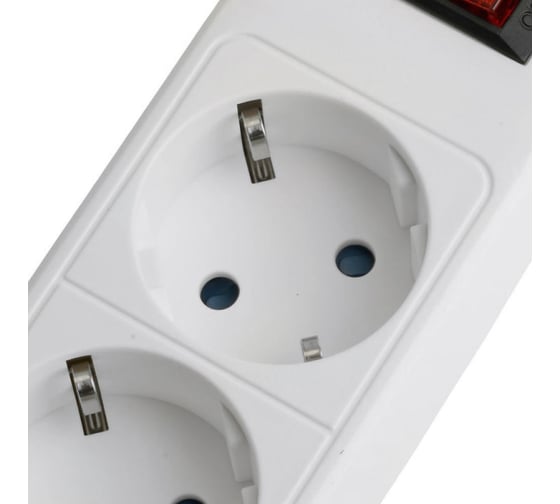 Сетевой фильтр STEKKER 6-местный с/з HM20-61-02 3x1мм2, 1,8 м, серия Optima, белый, 50095