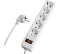 Сетевой фильтр STEKKER 5-местный с/з HM20-51-03 3x1мм2, 3 м, серия Optima, белый, 50093