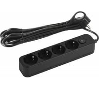 Сетевой фильтр Intro SFE450B с базовой защитой с заземлением с выключателем 4 розетки 5м 10А черный Б0059556