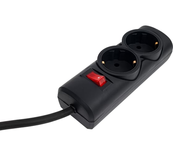 Удлинитель сетевой PROGIX 2 розетки, 2 метра, с заземлением, черный, 3x1.5 PG255