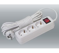 Электрический удлинитель Веллконт У10/16-569 с заземленным контактом и выключателем, ПВС 3х0,75, 3 входа, 3 метра, в индивидуальной упаковке 49007