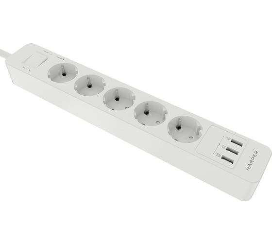Удлинитель HARPER с USB зарядкой UCH-530 White H00002264