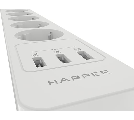 Удлинитель HARPER с USB зарядкой UCH-530 White H00002264