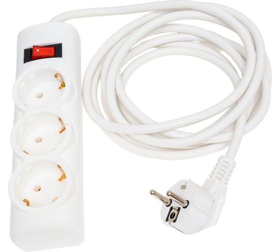 Удлинитель сетевой PROGIX 3 розетки, 3 метра с/з, белый, 3x1.5 US3GS1W3 1