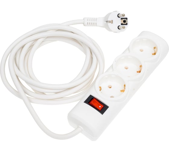 Удлинитель сетевой PROGIX 3 розетки, 3 метра с/з, белый, 3x1.5 US3GS1W3