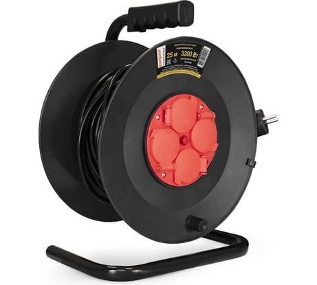 Удлинитель на катушке ExeGate industrial ECS-2-1.5R 4 евро с заземлением, IP44, 25м, 3х1,5мм2 286339