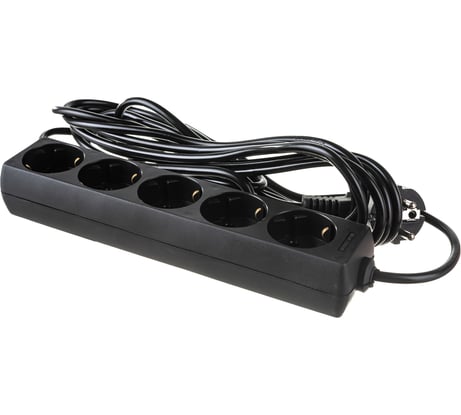 Удлинитель ExeGate ECE-5-5B 5 евророзетки с заземлением, 5м, черный 285825