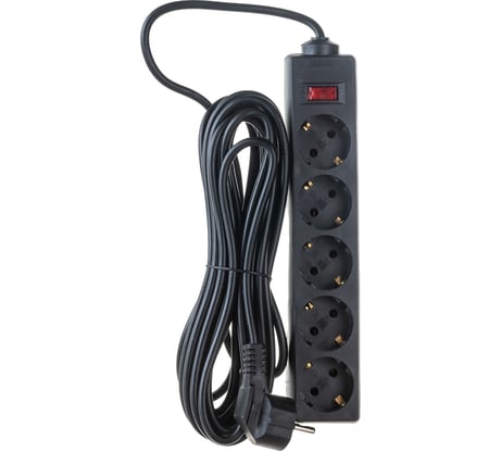 Сетевой фильтр ExeGate SP-5-7B 5 евро с заземлением, 7м, выключатель с подсветкой, черный 279179