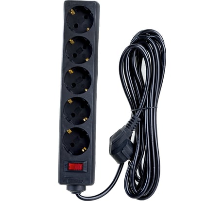 Сетевой фильтр ExeGate SP-5-5B 5 евро с заземлением, 5м, выключатель с подсветкой, черный 221188