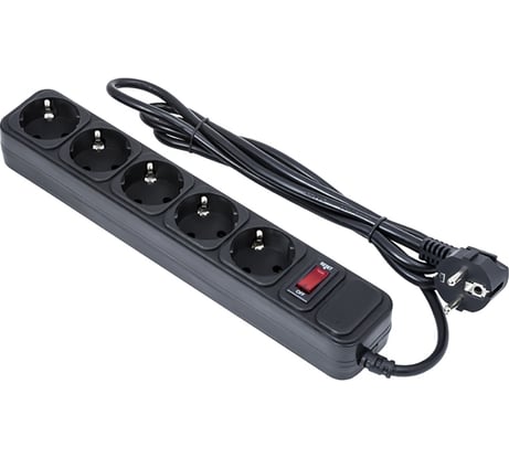 Сетевой фильтр ExeGate SP-5-3B 5евро с заземлением, 3м, выключатель с подсветкой, черный 221185