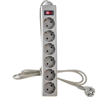 Сетевой фильтр ExeGate SP-6-1.8G 6 евро с заземлением, 1.8м, выключатель с подсветкой, серый 119388