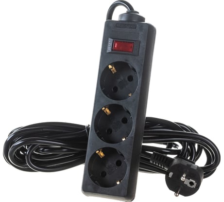 Сетевой фильтр ExeGate SP-3-5B 3 евро с заземлением, 5м, выключатель с подсветкой, черный 221182