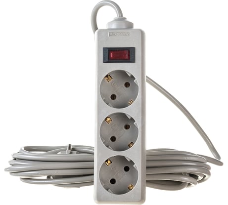 Сетевой фильтр ExeGate SP-3-5G 3 евро с заземлением, 5м, выключатель с подсветкой, серый 221183