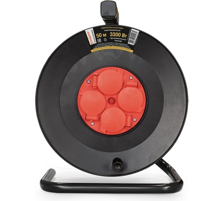 Удлинитель на катушке ExeGate industrial ECS-2-1.5Y 4 евро с заземлением, IP44, 50м, 3х1,5мм2 286340