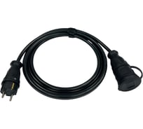 Удлинитель силовой iTOK тип SU серии iCONNECT COLOR без земли КГтп-ХЛ 2x1 мм 1 гнездо IP44 ГОСТ цвет черный 7 м i-CONNECT-COLOR-SU-KG-210-1-44-7-BLACK