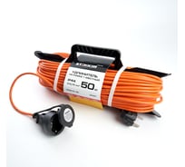 1-местный удлинитель-шнур на рамке STEKER HM02-01-50 серия Home с заземлением 3x0,75мм2, 50м, 10А, оранжевый 39497